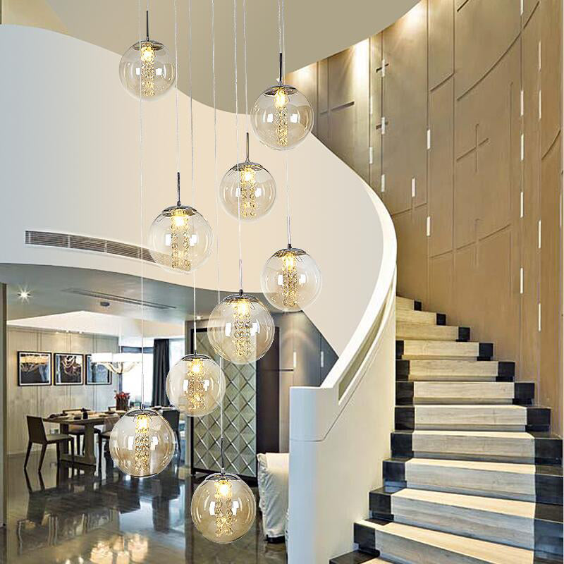 Glass Globe Pendant Light in Modern Creative Style Wrought Iron Hanging Lamp for Commercial Place