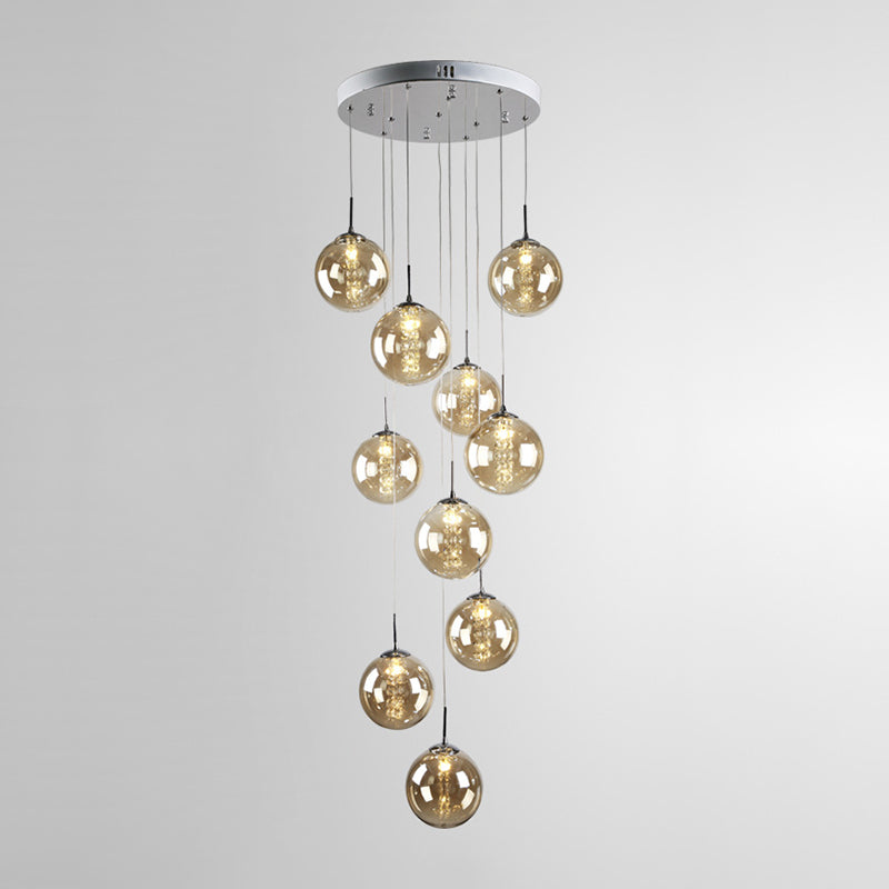 Glass Globe Pendant Light in Modern Creative Style Wrought Iron Hanging Lamp for Commercial Place