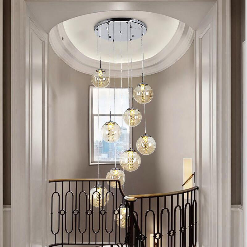 Glass Globe Pendant Light in Modern Creative Style Wrought Iron Hanging Lamp for Commercial Place