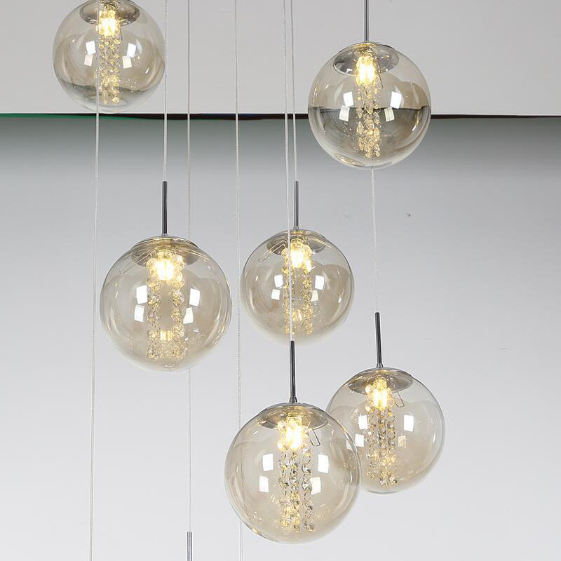 Glass Globe Pendant Light in Modern Creative Style Wrought Iron Hanging Lamp for Commercial Place