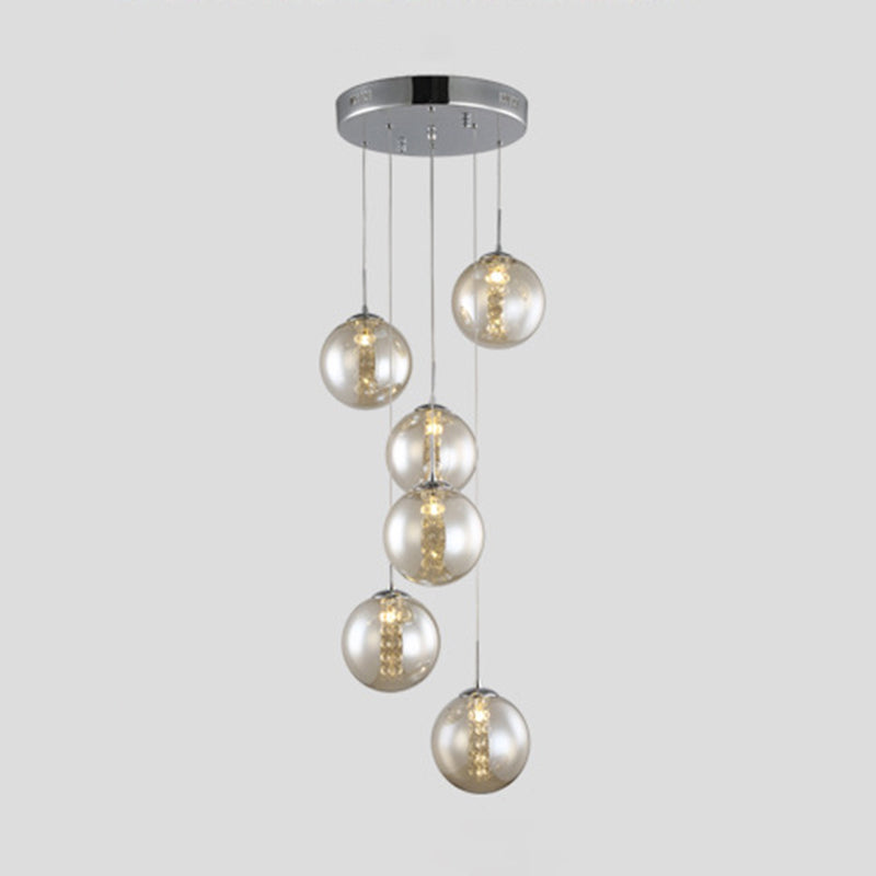 Glass Globe Pendant Light in Modern Creative Style Wrought Iron Hanging Lamp for Commercial Place