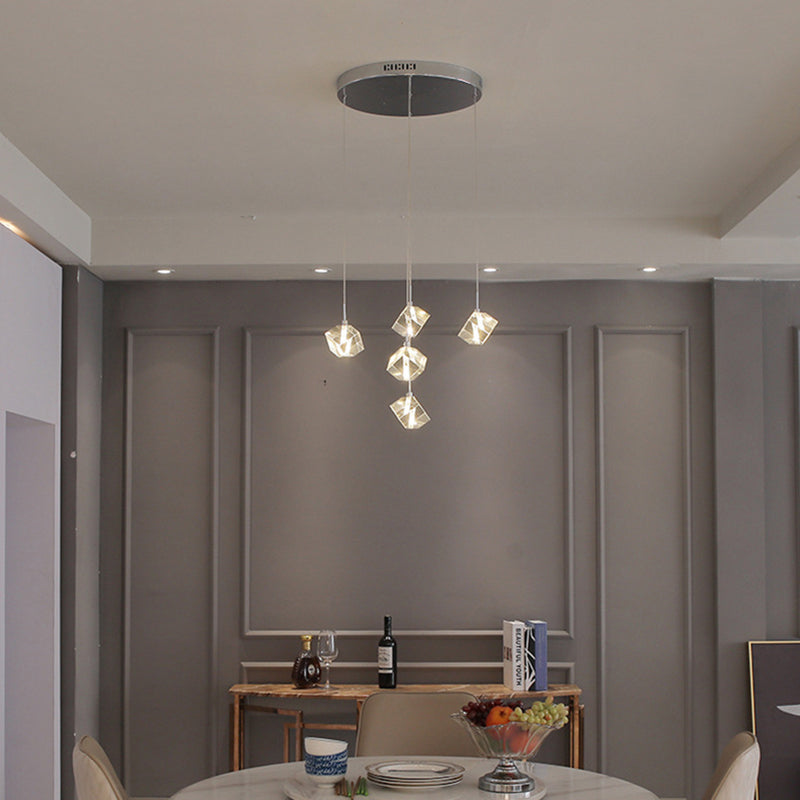 Crystal Silver LED hanglamp in moderne luxe stijl roestvrijstalen vierkante hangende lamp