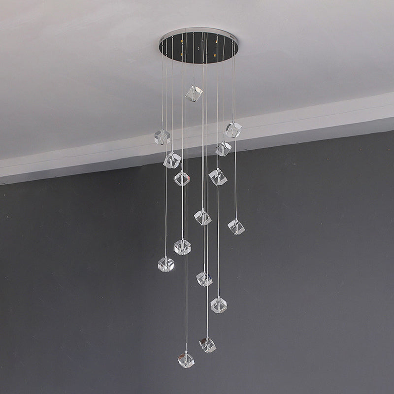 Crystal Silver LED hanglamp in moderne luxe stijl roestvrijstalen vierkante hangende lamp