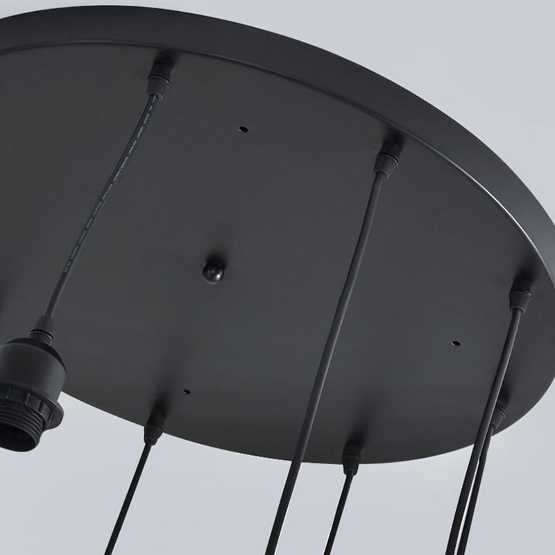 Lacquered Iron Black Hanging Lamp in Modern Luxury Style Crystal Cylindroid Pendant Light for Stairs