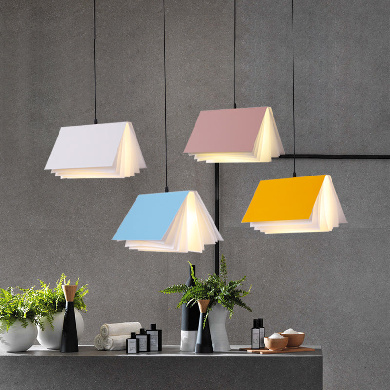 Macaron Pendant Light Modern Simple Style Book Shape Indoor Living Room Hanging Lamp