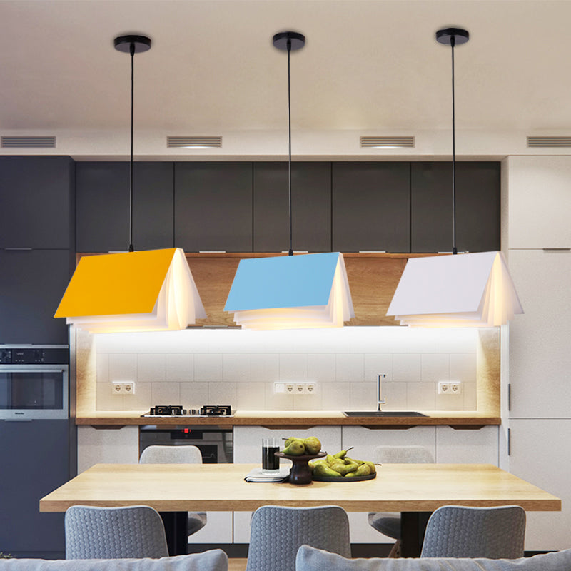Macaron Pendant Light Modern Simple Style Book Shape Indoor Living Room Hanging Lamp