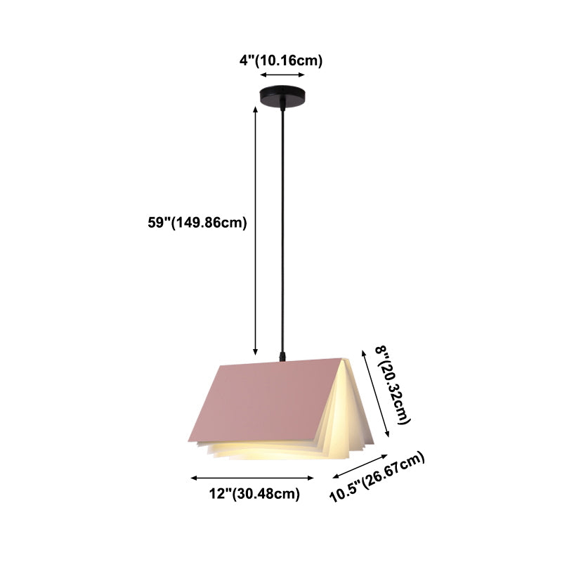 Macaron Pendant Light Modern Simple Style Book Shape Indoor Living Room Hanging Lamp