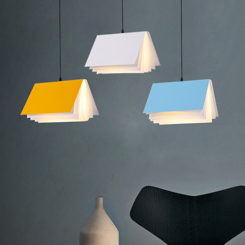 Macaron Pendant Light Modern Simple Style Book Shape Indoor Living Room Hanging Lamp