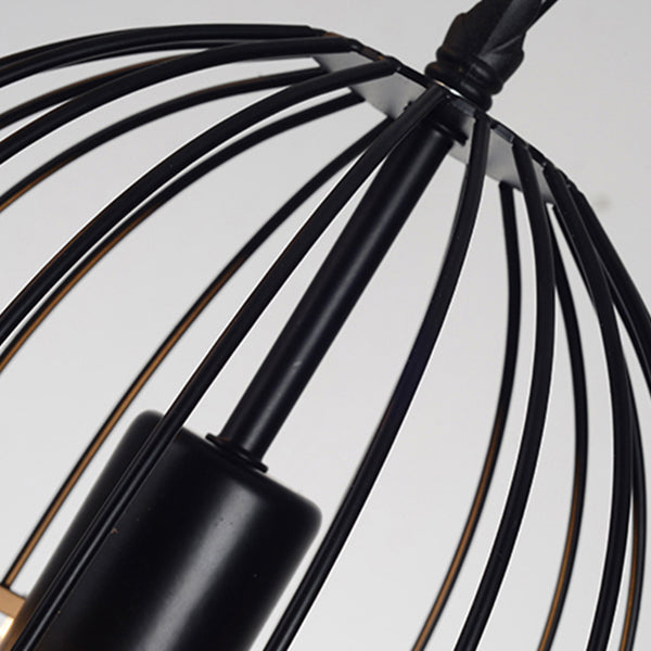 Illuminazione a sospensione cristallina in gabbia geometrica Vintage Light Black Affermazione per ristorante