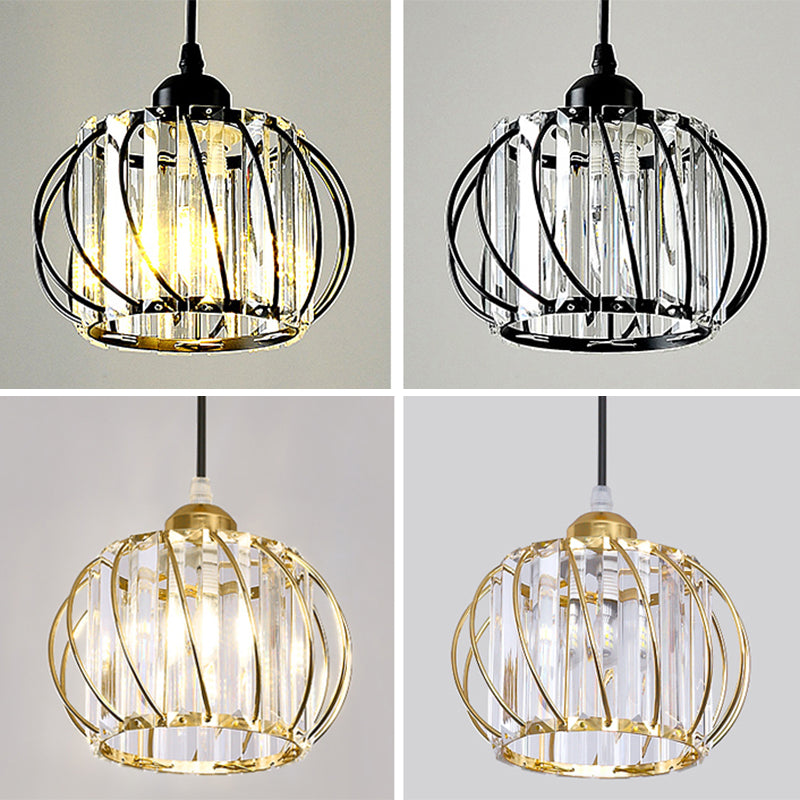 Modern Style Globe Pendant Light Fixture Crystal 1 Bulb Hallway Hanging Lamp