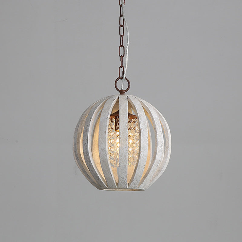 Lámpara colgante de madera lámpara de comedor de 1 luces Luz colgante con cuentas de cristal