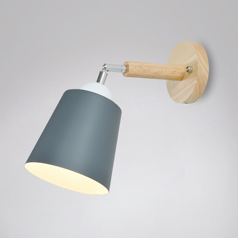 Lámpara de lectura de pared cónica de macarrón 1 cabezal del dormitorio de la cabeza luz de pared ajustable