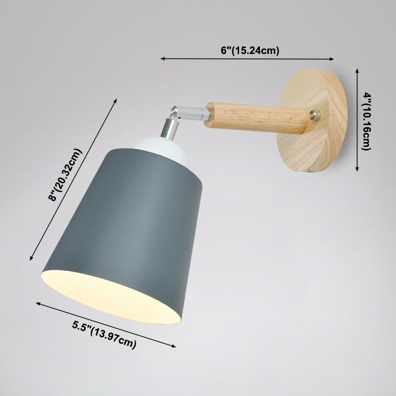 Lámpara de lectura de pared cónica de macarrón 1 cabezal del dormitorio de la cabeza luz de pared ajustable