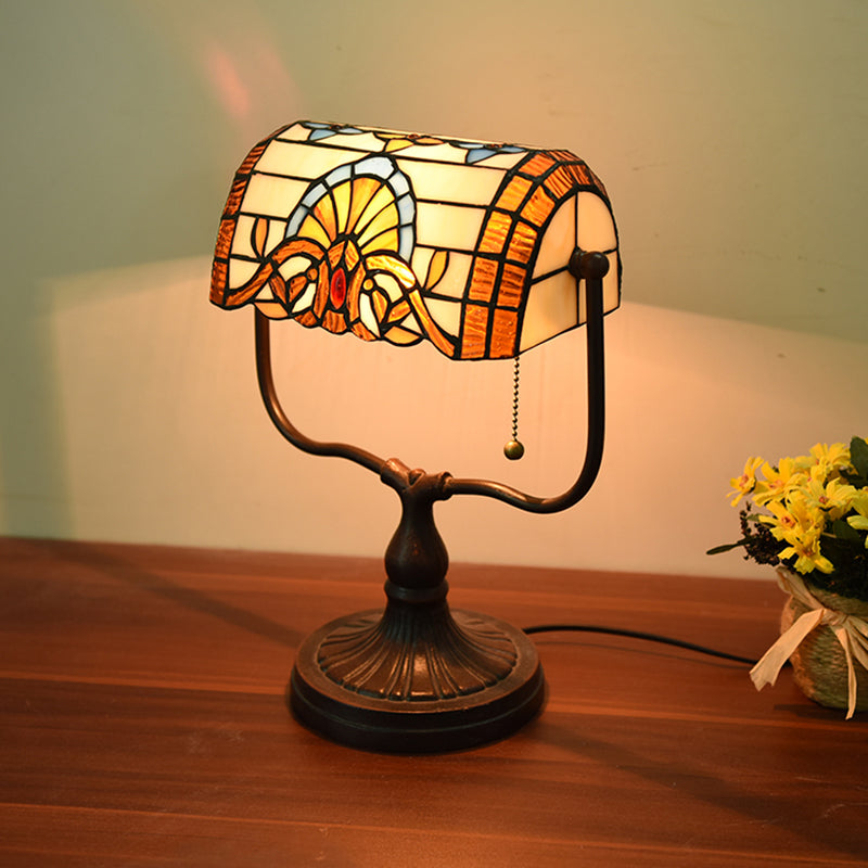 Halbzylindertischbeleuchtung 1-Licht-Buntglas antike Nachttischlampe für Bett