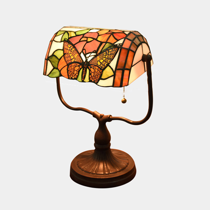 Halbzylindertischbeleuchtung 1-Licht-Buntglas antike Nachttischlampe für Bett