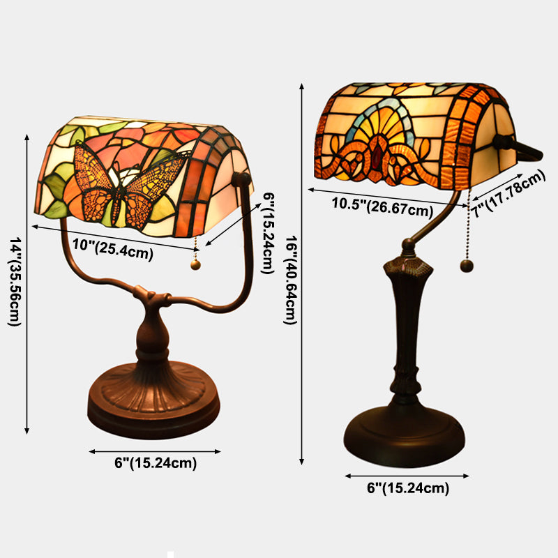 Halbzylindertischbeleuchtung 1-Licht-Buntglas antike Nachttischlampe für Bett