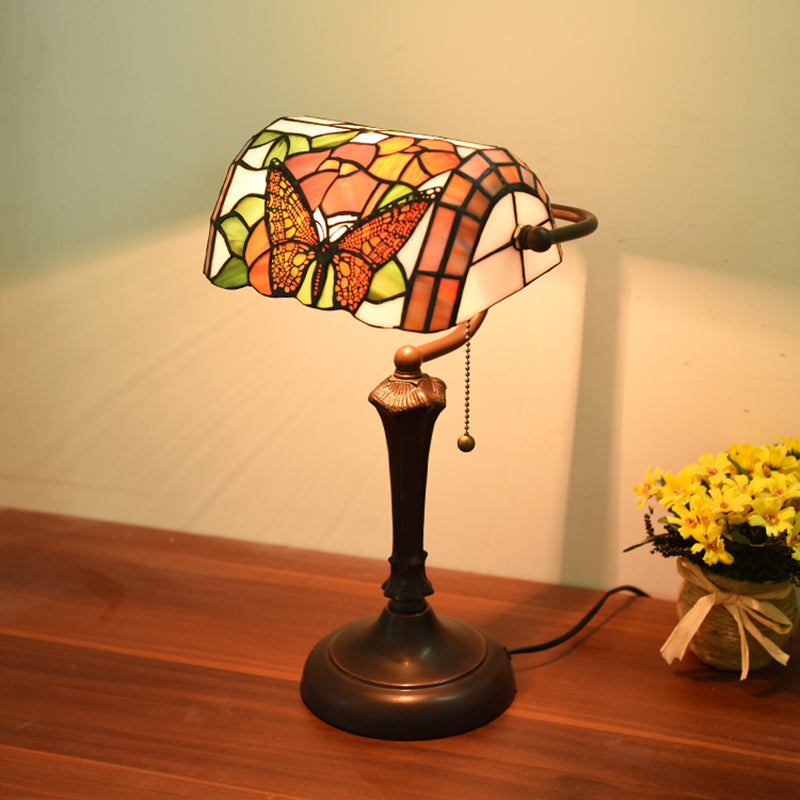 Halbzylindertischbeleuchtung 1-Licht-Buntglas antike Nachttischlampe für Bett