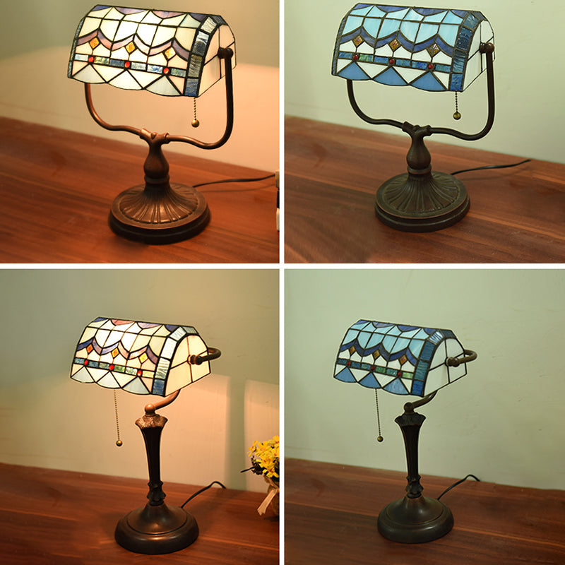 Halbzylindertischbeleuchtung 1-Licht-Buntglas antike Nachttischlampe für Bett