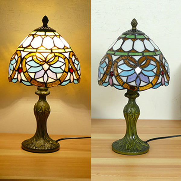 Schüssel Nachttisch Lampe Single-Bulb Buntglas Tiffany Tisch leichte Ideen für das Restaurant