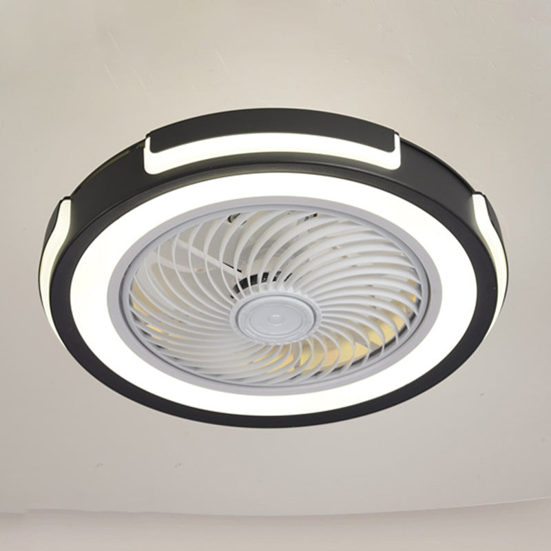Nordic Circular Deckenventilator Leuchte metallische Schlafzimmer LED -Halbmontage Beleuchtung