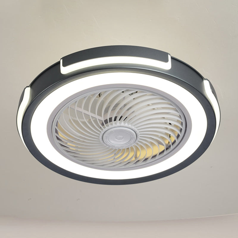 Nordic Circular Deckenventilator Leuchte metallische Schlafzimmer LED -Halbmontage Beleuchtung
