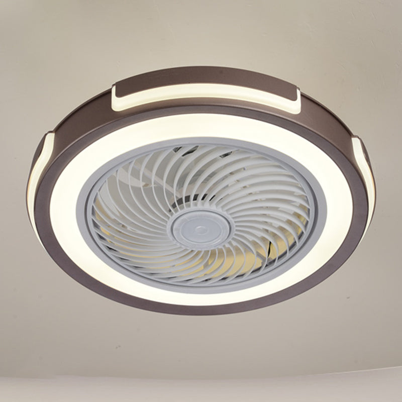 Nordic Circular Deckenventilator Leuchte metallische Schlafzimmer LED -Halbmontage Beleuchtung