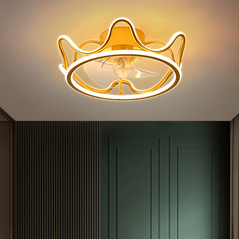 Kronenförmige Lüfterleuchte Deckenleuchte Minimalist Metall Schlafzimmer LED Semi Flush Mount