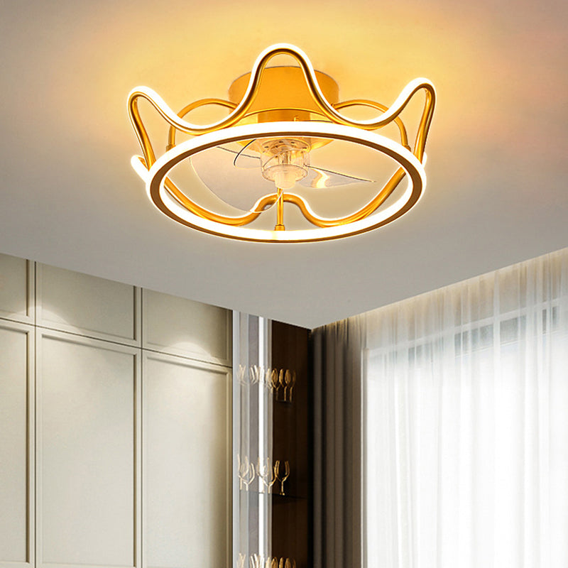 Kronenförmige Lüfterleuchte Deckenleuchte Minimalist Metall Schlafzimmer LED Semi Flush Mount