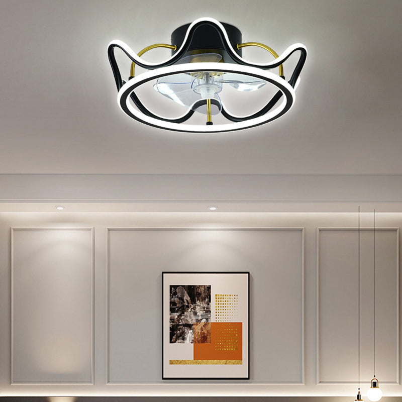 Kronenförmige Lüfterleuchte Deckenleuchte Minimalist Metall Schlafzimmer LED Semi Flush Mount