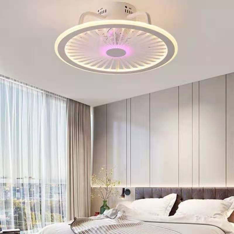 Weiße radförmige Spülenhalterende Deckenventilator Leichte Nordische Acryl -LED -Halbflush -Licht