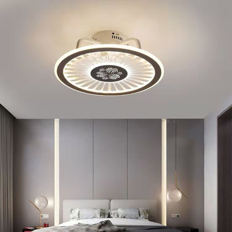 Weiße radförmige Spülenhalterende Deckenventilator Leichte Nordische Acryl -LED -Halbflush -Licht