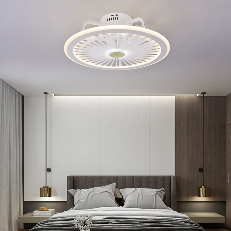 Weiße radförmige Spülenhalterende Deckenventilator Leichte Nordische Acryl -LED -Halbflush -Licht
