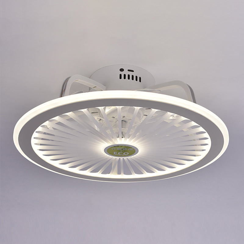 Weiße radförmige Spülenhalterende Deckenventilator Leichte Nordische Acryl -LED -Halbflush -Licht