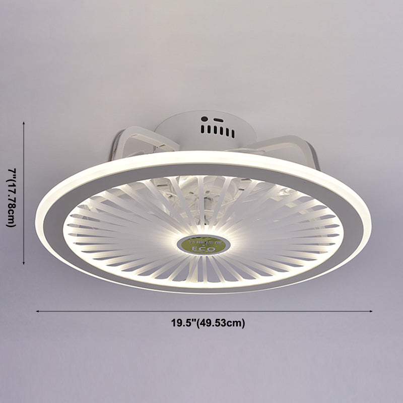 Weiße radförmige Spülenhalterende Deckenventilator Leichte Nordische Acryl -LED -Halbflush -Licht