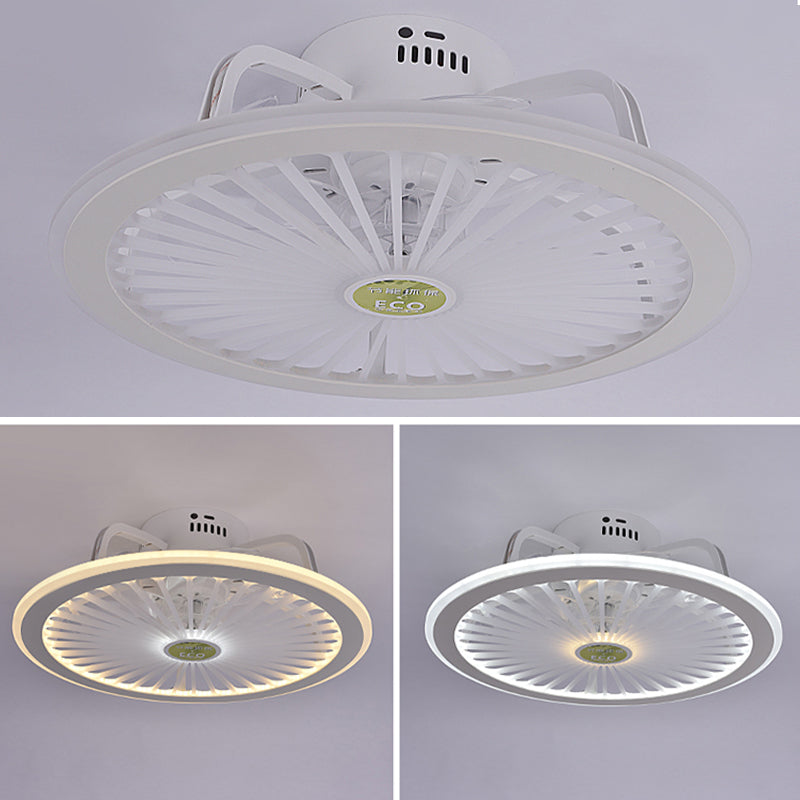 Weiße radförmige Spülenhalterende Deckenventilator Leichte Nordische Acryl -LED -Halbflush -Licht