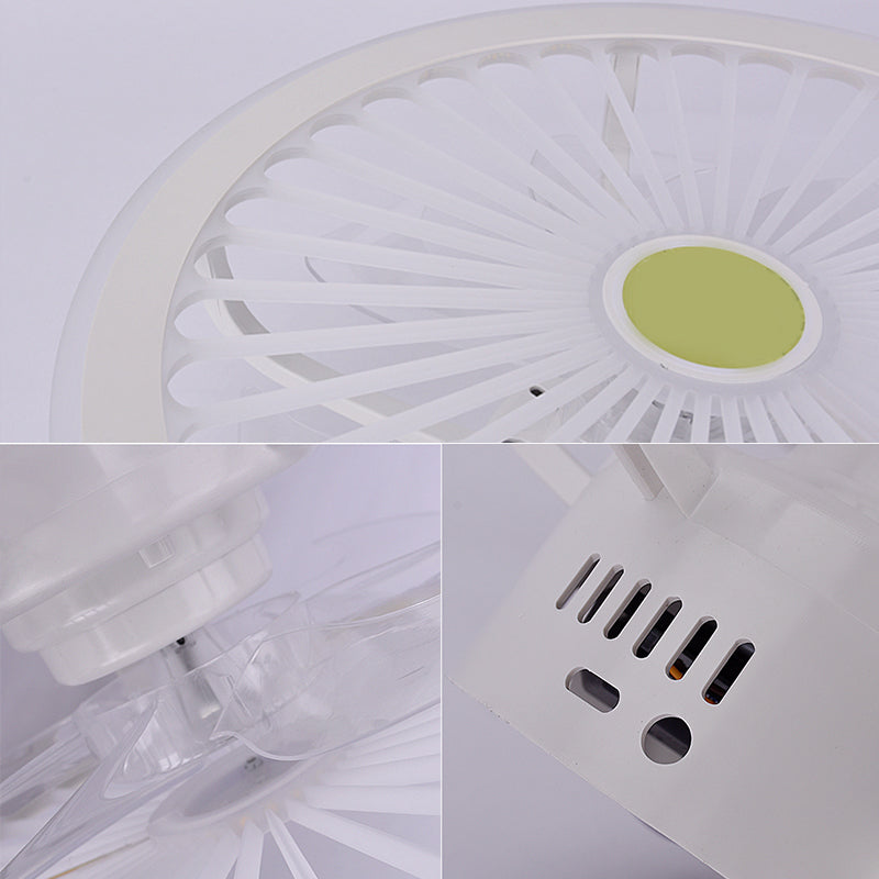 Weiße radförmige Spülenhalterende Deckenventilator Leichte Nordische Acryl -LED -Halbflush -Licht