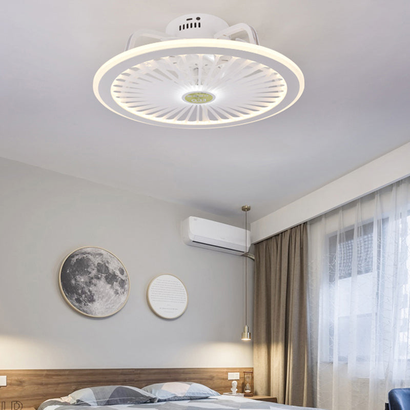 Weiße radförmige Spülenhalterende Deckenventilator Leichte Nordische Acryl -LED -Halbflush -Licht