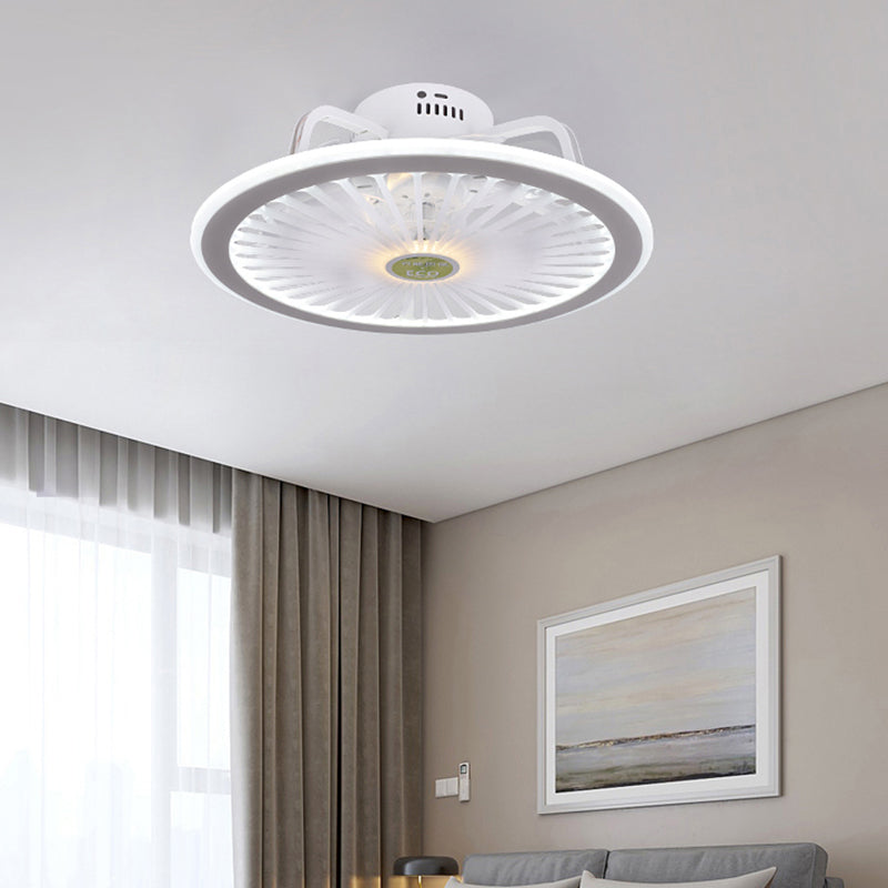 Weiße radförmige Spülenhalterende Deckenventilator Leichte Nordische Acryl -LED -Halbflush -Licht
