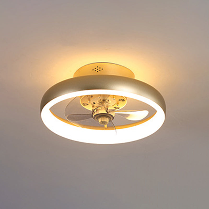 Gold Finish runde Deckenventilator Leuchteinfachheit LED Metal Halbmontage Beleuchtung für Schlafzimmer