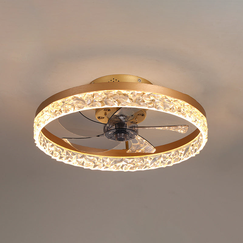 Moderne minimalistische kreisförmige LED -Deckenventilatoren lackierte Eisendecke Lüfter Licht mit Acrylschatten