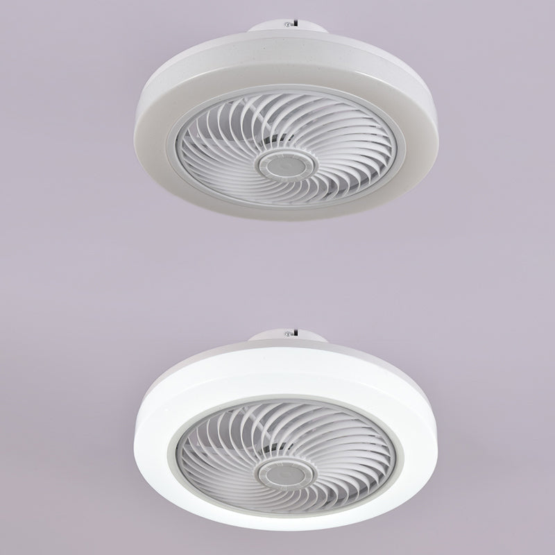 Weiße kreisförmige LED -Deckenlicht in moderner Einfachheit Schmiedeeisendecken -Deckenventilatoren mit Acrylschatten