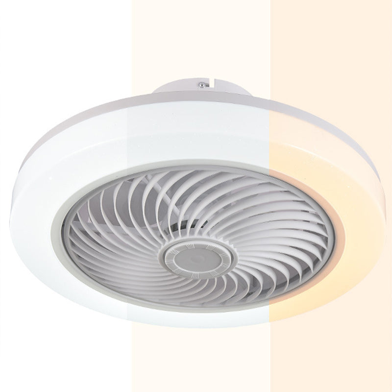 Weiße kreisförmige LED -Deckenlicht in moderner Einfachheit Schmiedeeisendecken -Deckenventilatoren mit Acrylschatten