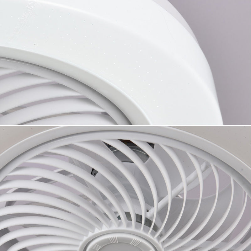 Weiße kreisförmige LED -Deckenlicht in moderner Einfachheit Schmiedeeisendecken -Deckenventilatoren mit Acrylschatten