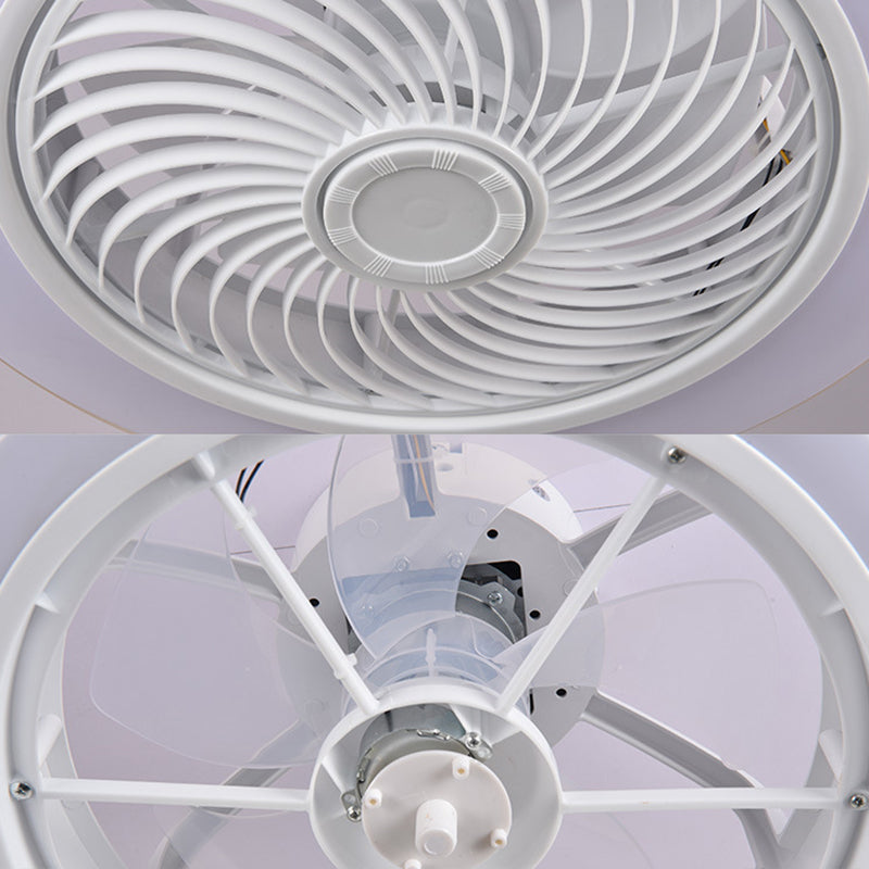 Weiße kreisförmige LED -Deckenlicht in moderner Einfachheit Schmiedeeisendecken -Deckenventilatoren mit Acrylschatten