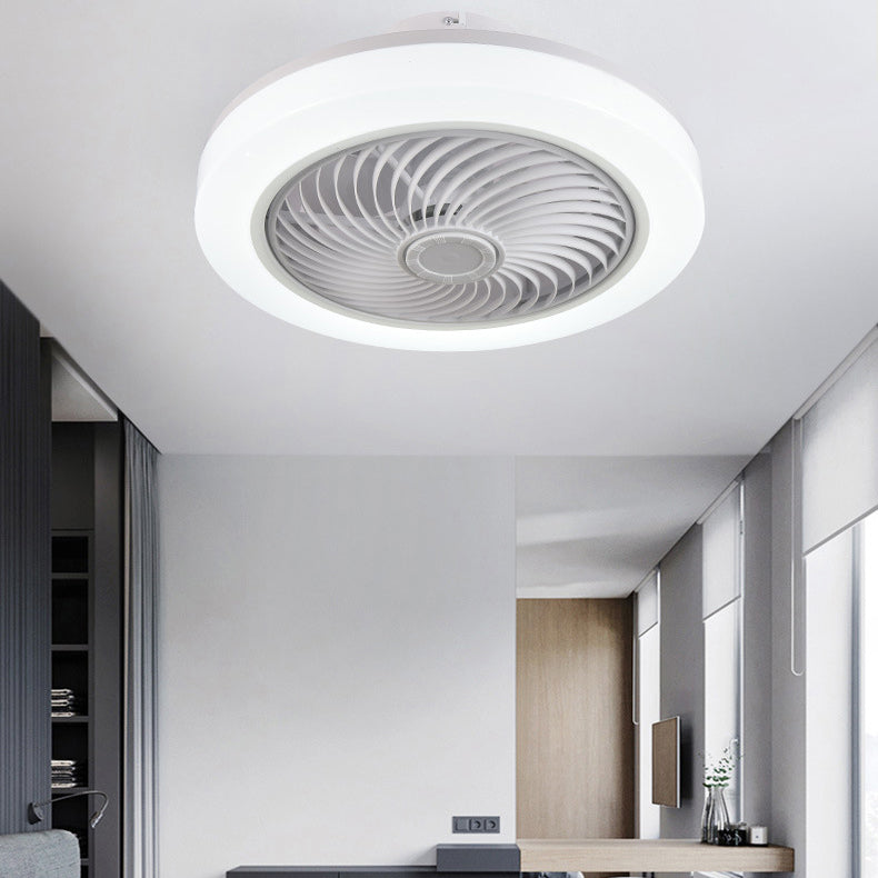 Weiße kreisförmige LED -Deckenlicht in moderner Einfachheit Schmiedeeisendecken -Deckenventilatoren mit Acrylschatten