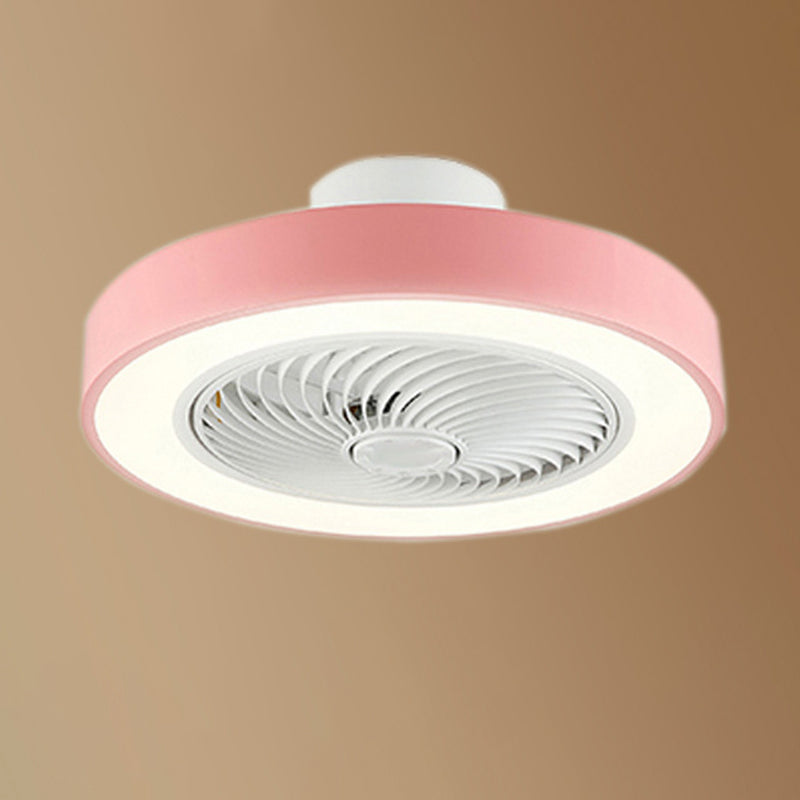 Acrylkreis -LED -Deckenventilatoren im modernen Eisenmakaron Deckenventilator Licht für Innenräume