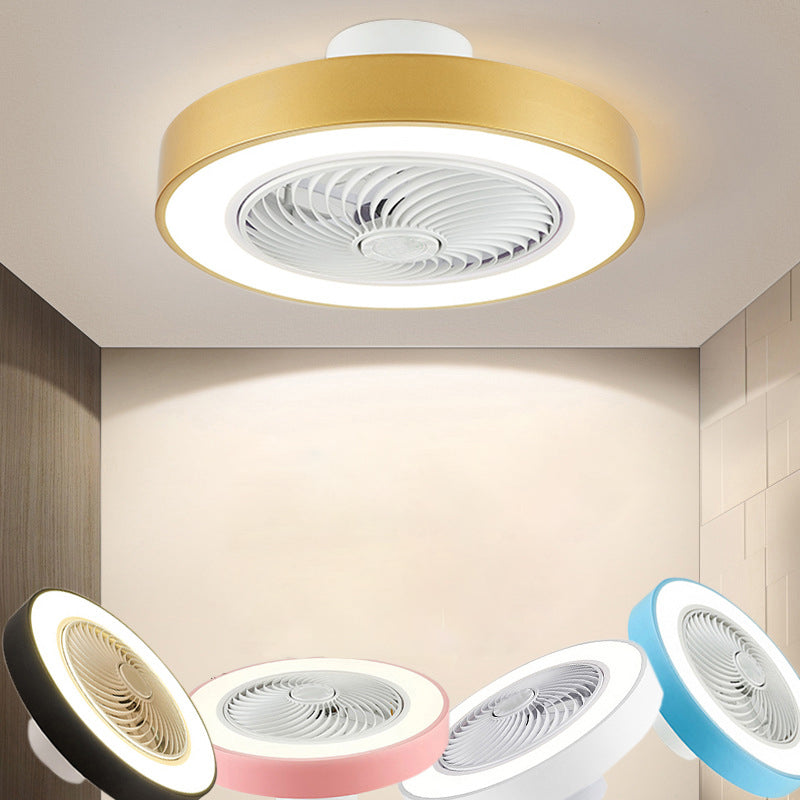 Acrylkreis -LED -Deckenventilatoren im modernen Eisenmakaron Deckenventilator Licht für Innenräume