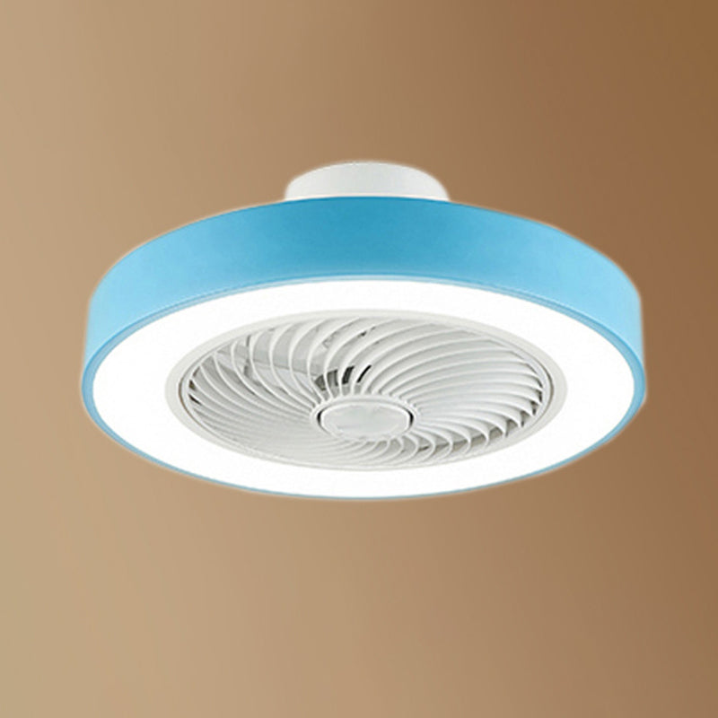 Acrylkreis -LED -Deckenventilatoren im modernen Eisenmakaron Deckenventilator Licht für Innenräume
