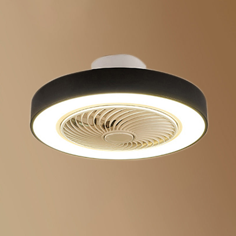 Acrylkreis -LED -Deckenventilatoren im modernen Eisenmakaron Deckenventilator Licht für Innenräume