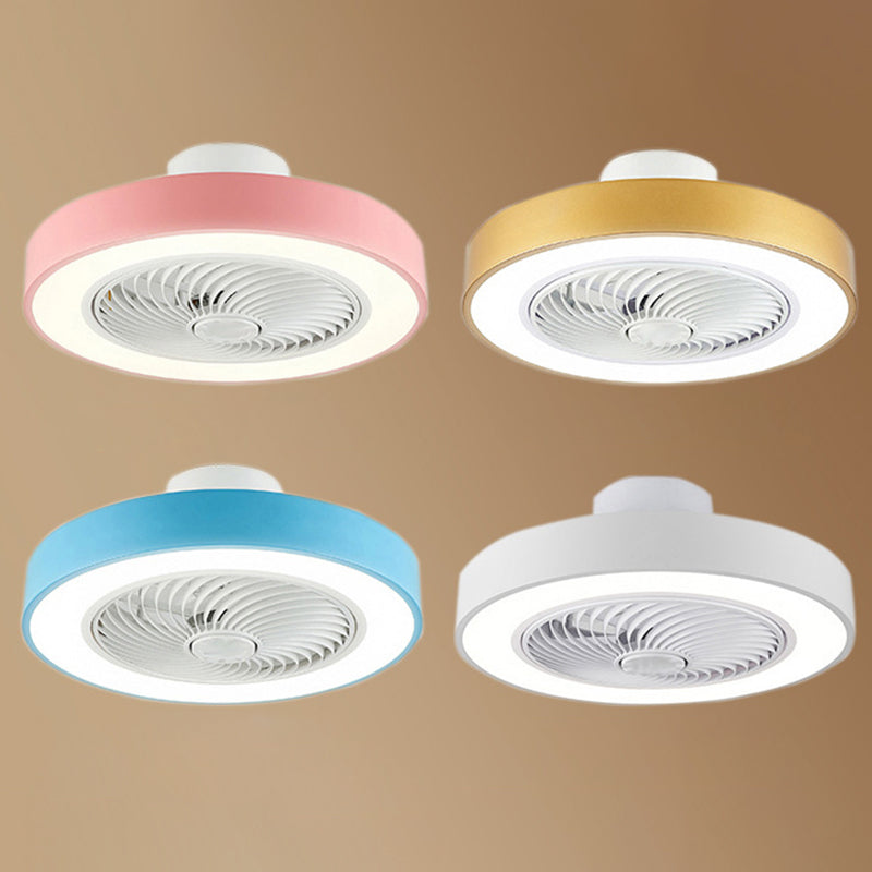 Acrylkreis -LED -Deckenventilatoren im modernen Eisenmakaron Deckenventilator Licht für Innenräume